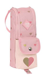 Safta Portatodo avec anse Glowlab "Hearts" 6x21x6 cm - Boîte de rangement polyester, âge recommandé : 3 ans, couleur rose clair