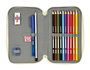 Glowlab Plumier double compartiment 28 pièces Magic Flow 12.5x19.5x4 cm, avec paillettes, 3 ans et plus, beige - Safta