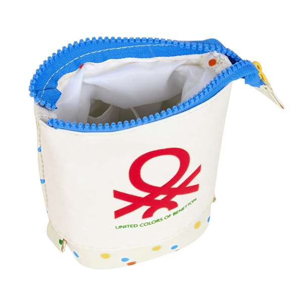 Benetton Portatodo Cubilete "Topitos", Porte-tout jouet pour enfant, Polyester 300D, Blanc cassé, 8 x 19 x 6 cm, A partir de 3 ans