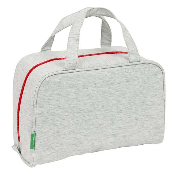 Benetton Sac de toilette rectangulaire "Pop" 31 x 14 x 19 cm - Gris - Tissu tricoté