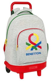 Benetton Sac à dos grande capacité avec roues compact et détachable Pop 33x45x22 cm Gris - Tissu Knit Fabric