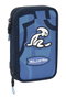 Safta Plumier Double Poche 28 Pièces Enfant "Bahia" 12,5 x 19,5 x 4 cm, Bleu, Polyester 300D - Conforme REACH