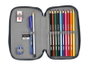 Safta Plumier Double Poche 28 Pièces Enfant "Bahia" 12,5 x 19,5 x 4 cm, Bleu, Polyester 300D - Conforme REACH