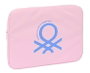 Benetton Housse d'ordinateur portable 14 pouces - Polyester 600D, rose clair, dimensions 34 x 25 x 2 cm