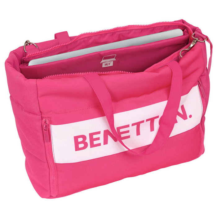 Benetton Sac à dos Raspberry pour ordinateur portable 14,1" - Sac principal zippé avec compartiment rembourré, 2 poches frontales, bretelle ajustable - 54x31x17 cm