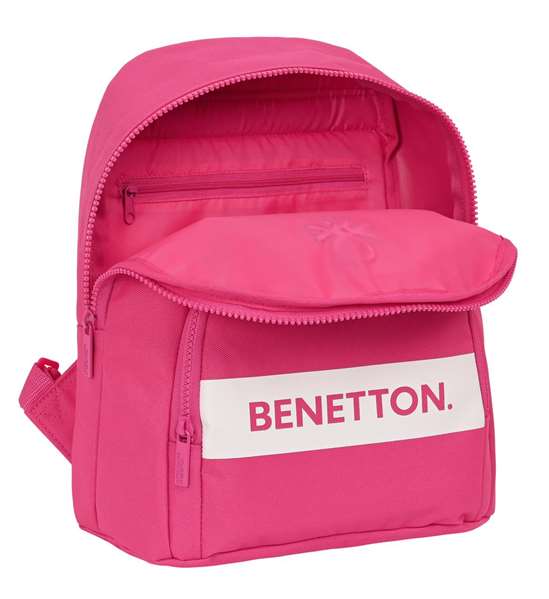 Safta Mini Sac à Dos Benetton Raspberry - Polyester 600D - 25 x 30 x 13 cm - Rose Fushia - Âge minimum recommandé 3 ans