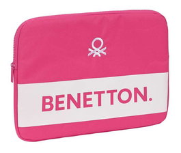 Benetton Housse pour ordinateur portable 14" Raspberry (34x25x2 cm) en polyester 600D, rose fuchsia