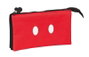 Safta - Coffret triple organisateur Mickey Mouse "Mickey Mood" 22x12x3 cm en polyester 600D, rouge et noir, pour enfant 3 ans