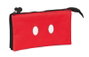 Safta - Coffret triple organisateur Mickey Mouse "Mickey Mood" 22x12x3 cm en polyester 600D, rouge et noir, pour enfant 3 ans