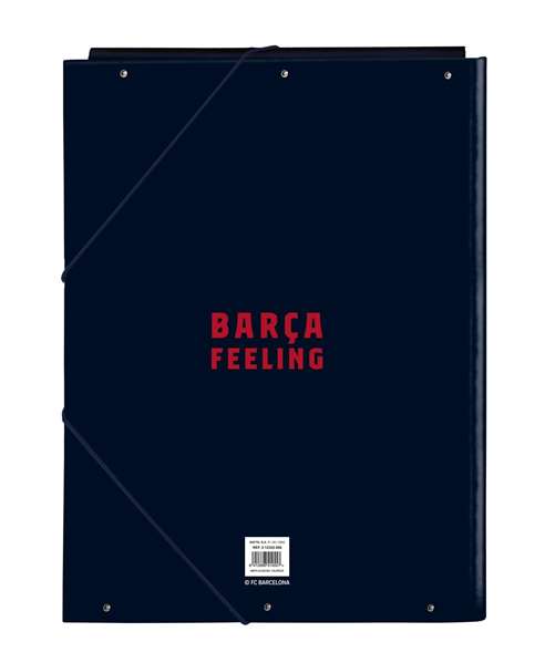 Safta - Carpette format A4 à 3 rabats F.C. Barcelona 26x33.5x2.5 cm - Polyester 600D résistant - Bleu marine
