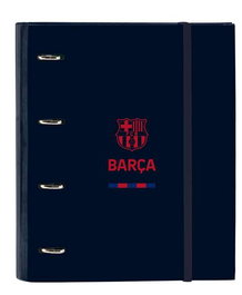 F.C. Barcelona Carpeta 4 anillos 35 mm con recambio corporativa 27x32x3.5, 600D polyester, azul marina, âge minimum 3 ans