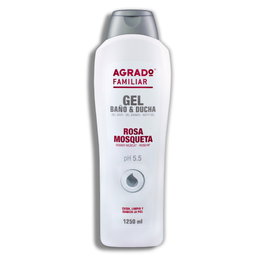 Agrado - Gel Douche et Bain Revitalisant à la Rose Musquée 1250 ml - Hydratant, Testé Dermatologiquement - Pour Toute la Famille