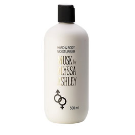 Alyssa Ashley Lait Hydratant Pour les Mains et le Corps au Musk 500 mL, pour peaux sèches, avec huiles adoucissantes et émollientes