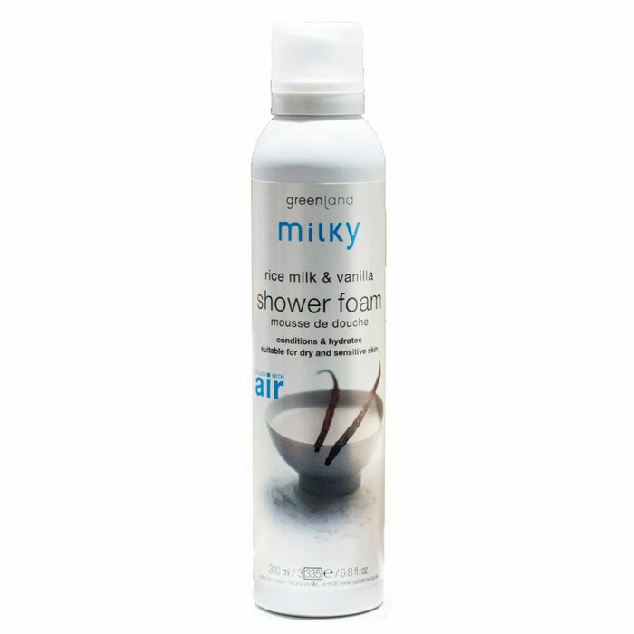 Greenland Shower Mousse Hydratante Lait de Riz et Vanille 200 mL - Pour Peau Sèche et Sensible Greenland Shower Mousse Hydratante Lait de Riz et Vanille 200 mL - Pour Peau Sèche et Sensible