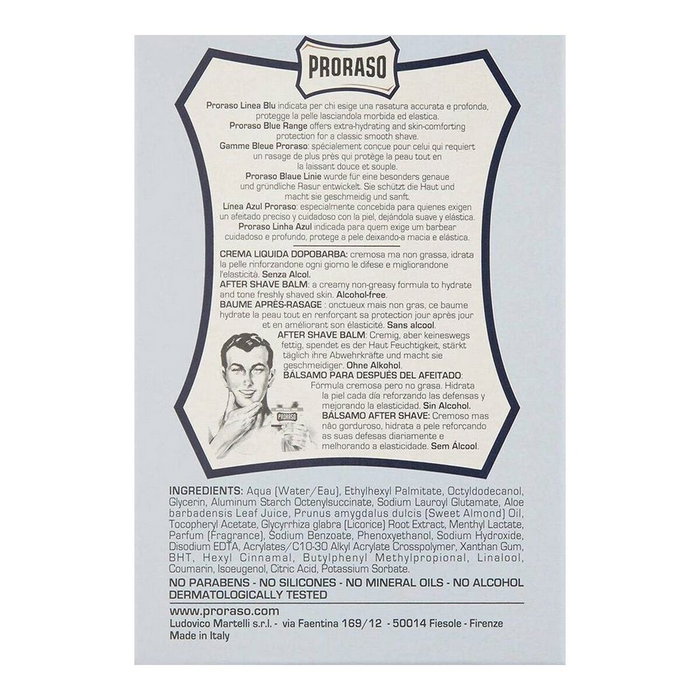 Proraso Blue Baume après-rasage Aloe Vera et Vitamine E 100 ml