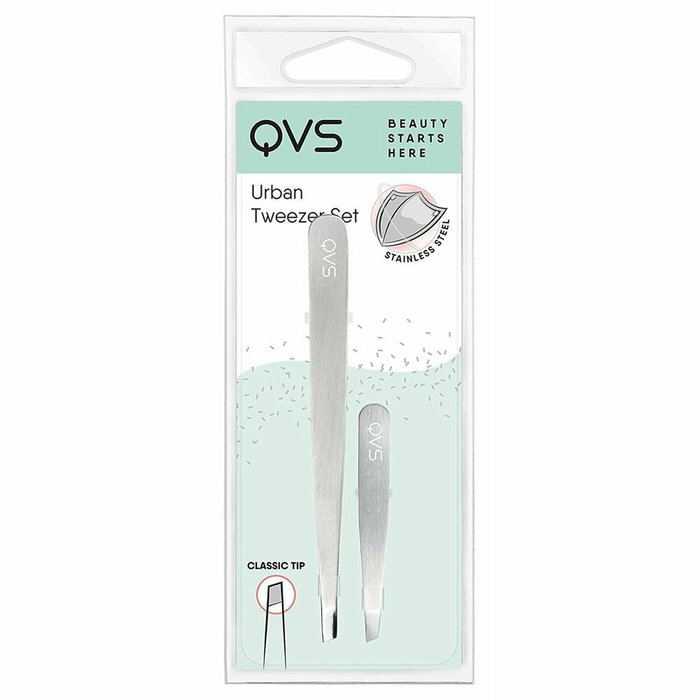 QVS Pince à épiler automatique à pointe diagonale + Mini-pince incluse - Pour sourcils et poils fins - Précision et prise ferme - 100% acier inoxidable QVS Pince à épiler automatique à pointe diagonale + Mini-pince incluse - Pour sourcils et poils fins - Précision et prise ferme - 100% acier inoxidable