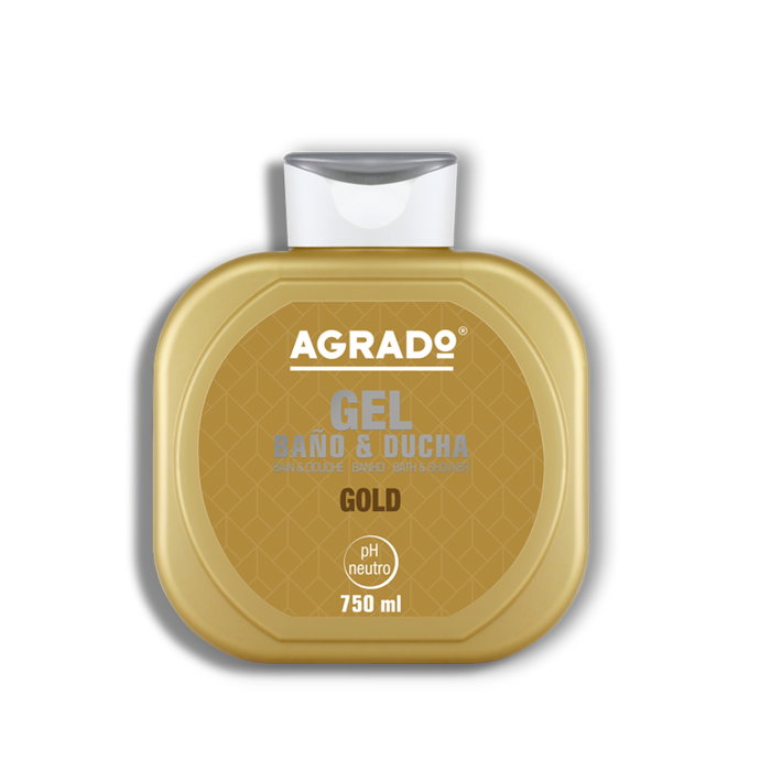 Agrado Gel Douche et Bain Gold 750 mL - Gel de Douche et Bain parfumé pour une Hydratation et un Soin de la Peau - Fragrance Intense - pH Neutre - Dermatologiquement Testé Agrado Gel Douche et Bain Gold 750 mL - Gel de Douche et Bain parfumé pour une Hydratation et un Soin de la Peau - Fragrance Intense - pH Neutre - Dermatologiquement Testé