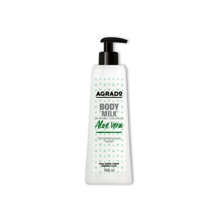 Agrado - Lait pour le Corps à l'Aloe Vera, 400 mL - Hydratation Intense et Régénération, Testé Dermatologiquement, Texture Non Grasses Agrado - Lait pour le Corps à l'Aloe Vera, 400 mL - Hydratation Intense et Régénération, Testé Dermatologiquement, Texture Non Grasses