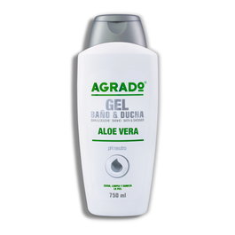 Agrado Gel Douche et Bain à l'Aloe Vera, Flacon de 750 ml, Hydratant et Rafraîchissant