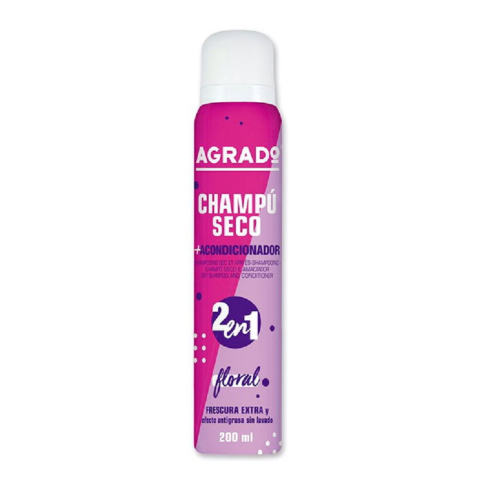 Agrado - Shampooing Seco Spray Floral 200 ml - Nettoyant et Démêlant sans Eau pour Cheveux Gras et Plats - Aromatique, Gain de Volume Agrado - Shampooing Seco Spray Floral 200 ml - Nettoyant et Démêlant sans Eau pour Cheveux Gras et Plats - Aromatique, Gain de Volume