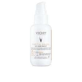 Vichy CAPITAL SOLEIL UV AGE Fluide Solaire Quotidien Teinte Claire SPF 50+ 40 ml - Protection Anti-Âge et Anti-Pollution pour Tous Types de Peaux