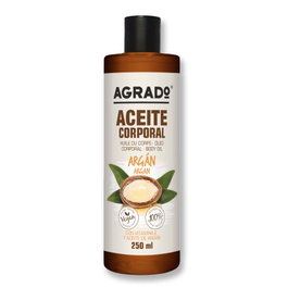 Agrado Huile Corporelle à l'Argan et Vitamine E pour Hydratation et Douceur de la Peau, 250 mL, Testé Dermatologiquement