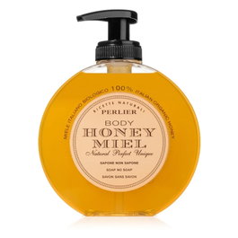 Perlier Savon au Miel Honey Miel - 300 ml - Nettoyant Visage et Mains Nourrissant à la Miel Italienne Bio 100%