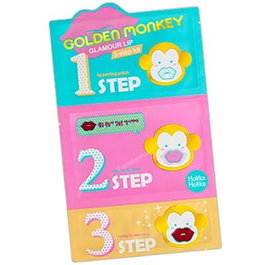 Holika Holika Kit 3 Étapes pour Lèvres Golden Monkey Glamo - Soin Hydratant et Brillant