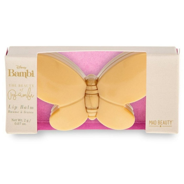 Mad Beauty Baume à Lèvres Bambi Papillon Hydratant à la Fraise, Design Doré
