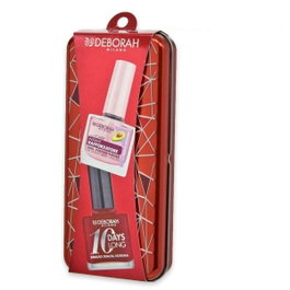 Deborah Milano Coffret Cadeau Laiton Rouge Vernis à Ongles, Vernis Longue Tenue 10 Jours + Fortifiant Ongles, Ton N.161