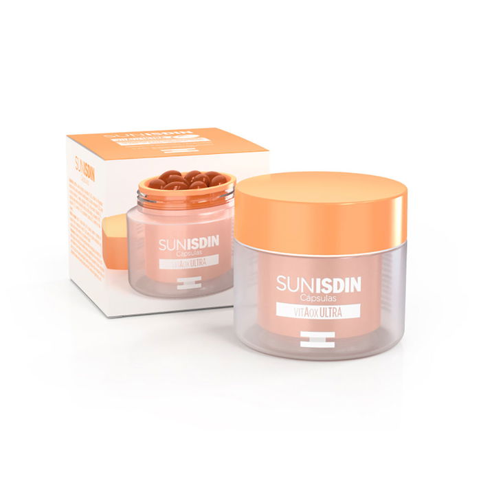 Isdin SUNISDIN Oral - Préparation Peau Exposition Solaire - Complément Nutritionnel Vitamines C et E - 30 gélules