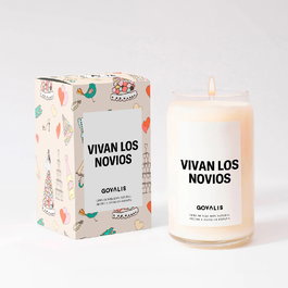 Govalis Bougie parfumée Vivan Los Novios 500 g - Senteur florale et fruitée pour mariage, cadeau pour fiancés, notes de lys, jasmin, rose, clou de girofle et musc