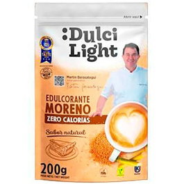 DULCILIGHT Edulcorant Brun Sans Sucre Zero Doypack 200g - Sucrant Naturel pour Cuisine, Boissons, Végétalien, Sans Gluten, Keto