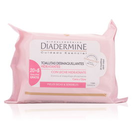Diadermine Lingettes Démaquillantes Hydratantes pour Peaux Sèches et Sensibles - 25 Unités