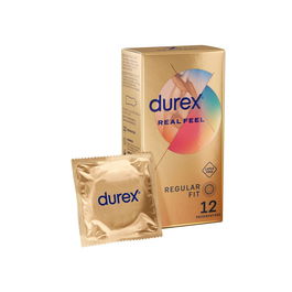 Durex Préservatifs Real Feel Peau à Peau Extra Fins - Sensation Authentique - Lot de 12