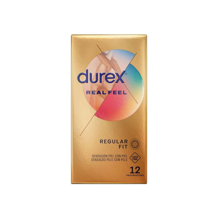 Durex Préservatifs Real Feel Peau à Peau Extra Fins - Sensation Authentique - Lot de 12