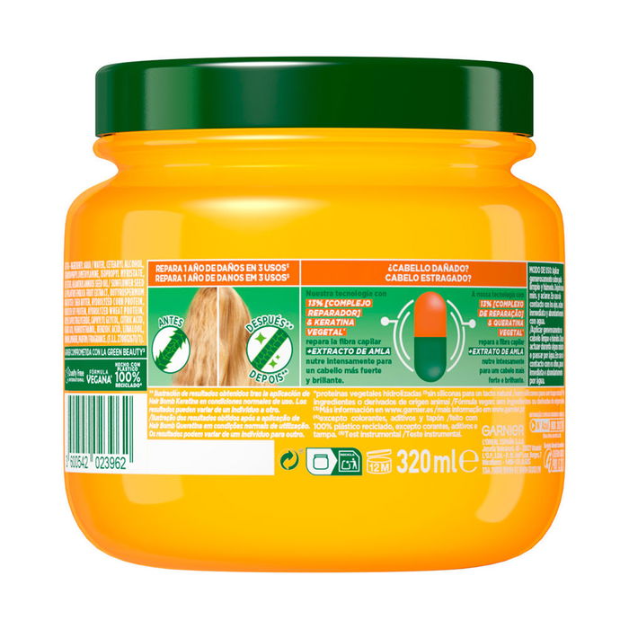 Garnier Masque Capillaire Fructis Goodbye Damage Réparation Kératine Amla Cheveux Secs et Abîmés 320 ml