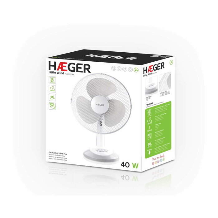 Ventilateur de Bureau Haeger FA016007A 45 W Blanc Ventilateur de Bureau Haeger FA016007A 45 W Blanc