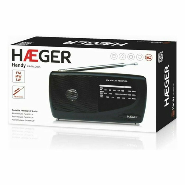 Radio AM/FM Haeger PR-TRI.002A Noir Radio AM/FM Haeger PR-TRI.002A Noir