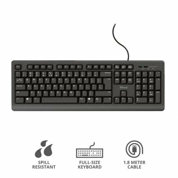 Clavier Trust 23982 Noir Espagnol QWERTY