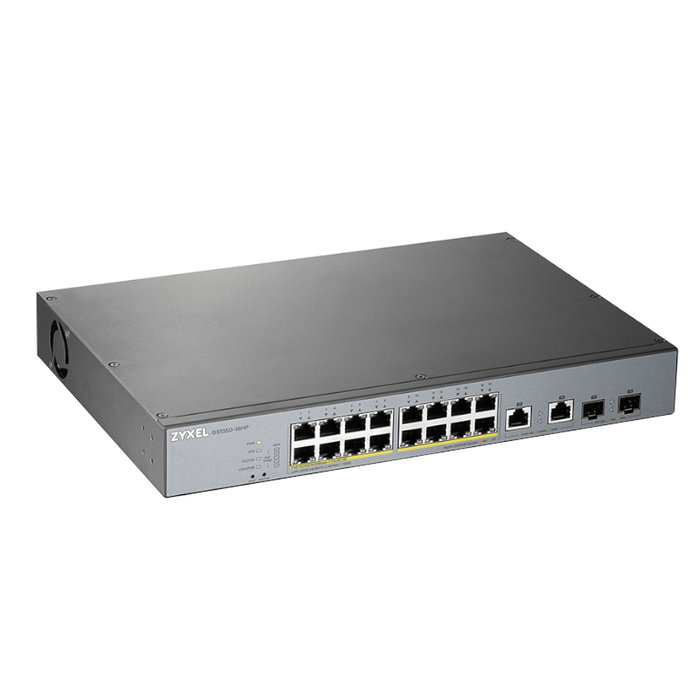 Zyxel GS1350-18HP-EU0101F Switch 16 ports Gigabit PoE+ 250W, 2 ports SFP, gestion, rackable Zyxel GS1350-18HP-EU0101F Switch 16 ports Gigabit PoE+ 250W, 2 ports SFP, gestion, rackable
