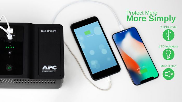 APC Back-UPS 850VA Onduleur - 230V avec protections secteur et batterie, ports USB Type-C et USB Type-A