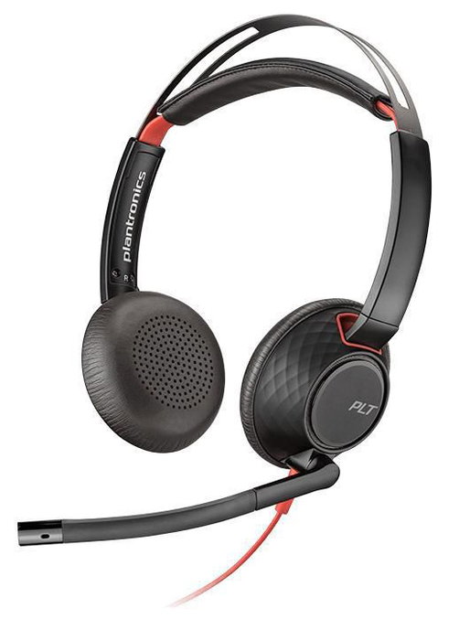 Poly Blackwire 5220 Micro-casque Binaural USB-A et 3,5 mm Noir et Rouge