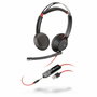 Poly Blackwire 5220 Micro-casque Binaural USB-A et 3,5 mm Noir et Rouge