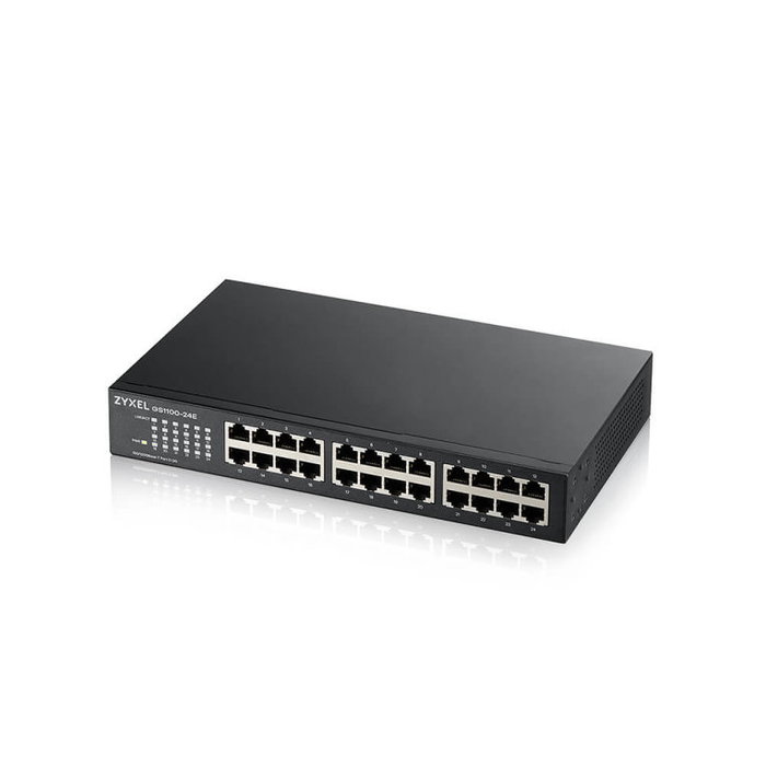 Zyxel GS1100-24E Switch Gigabit Ethernet non administré 24 ports, montage rack/mural, noir Zyxel GS1100-24E Switch Gigabit Ethernet non administré 24 ports, montage rack/mural, noir