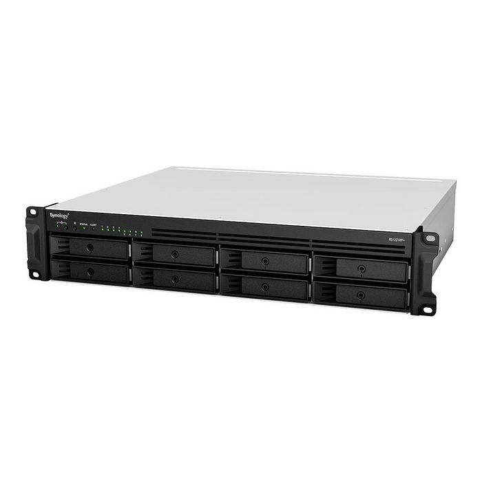 Synology RS1221+/RS1221RP+ Rack 2U NAS serveur de stockage AMD Ryzen V1500B 4Go DDR4 8 baies SATA ports RJ-45 USB 3.2 eSATA