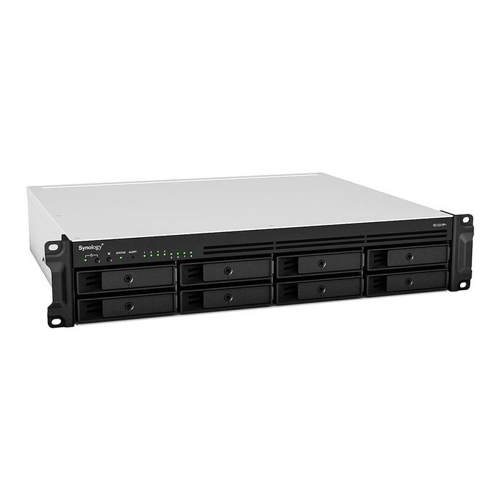 Synology RS1221+/RS1221RP+ Rack 2U NAS serveur de stockage AMD Ryzen V1500B 4Go DDR4 8 baies SATA ports RJ-45 USB 3.2 eSATA