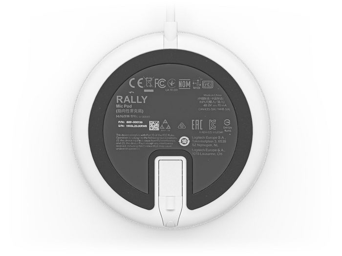 Logitech - Microphone Pod Rally - Accessoire pour systèmes de visioconférence (Rally, Rally Bar, Rally Bar Mini) - Audio clair, faisceau adaptatif, suppression du bruit - Blanc