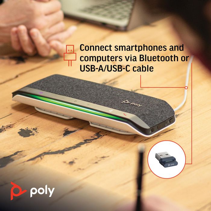 Poly Sync 40+ - Haut-parleur de conférence certifié Microsoft Teams et Zoom avec USB-A, USB-C, Bluetooth pour salles flexibles et réunions Poly Sync 40+ - Haut-parleur de conférence certifié Microsoft Teams et Zoom avec USB-A, USB-C, Bluetooth pour salles flexibles et réunions