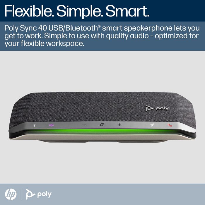 Poly Sync 40+ - Haut-parleur de conférence certifié Microsoft Teams et Zoom avec USB-A, USB-C, Bluetooth pour salles flexibles et réunions Poly Sync 40+ - Haut-parleur de conférence certifié Microsoft Teams et Zoom avec USB-A, USB-C, Bluetooth pour salles flexibles et réunions
